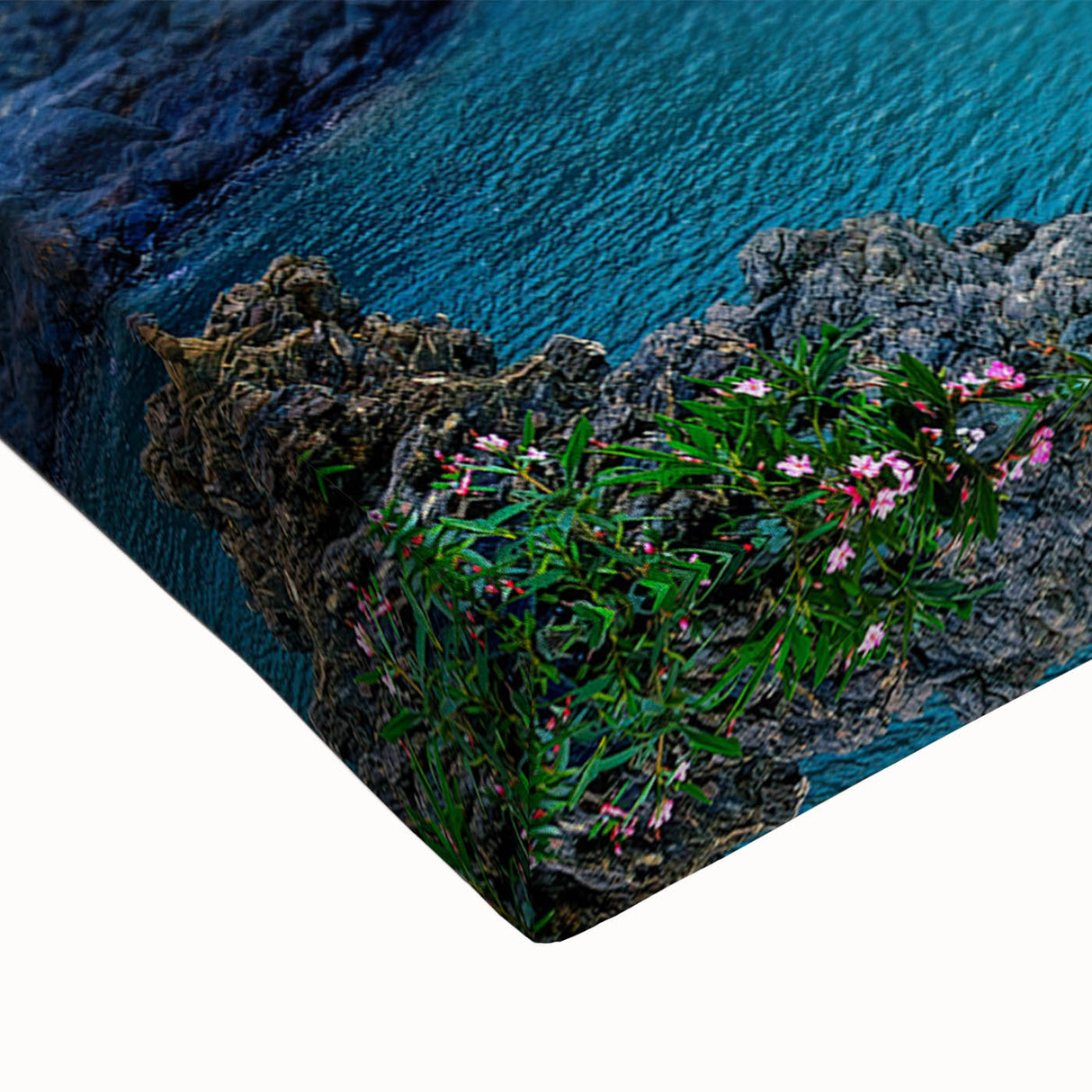 Black and white landscape art painting of Cinque Terre on stretched canvas, ideal for bedroom wall decor.