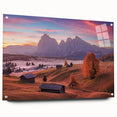 Acrylic print of the Dolomites in Italy, featuring a detailed mountain landscape in muted earth tones.