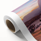 Art Deco poster of the Dolomites in Italy, featuring muted earth tones on rolled canvas, ideal for nursery wall art.