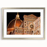 Extra large wall art featuring an abstract print of Florence scenery in textured tones, framed in silver.