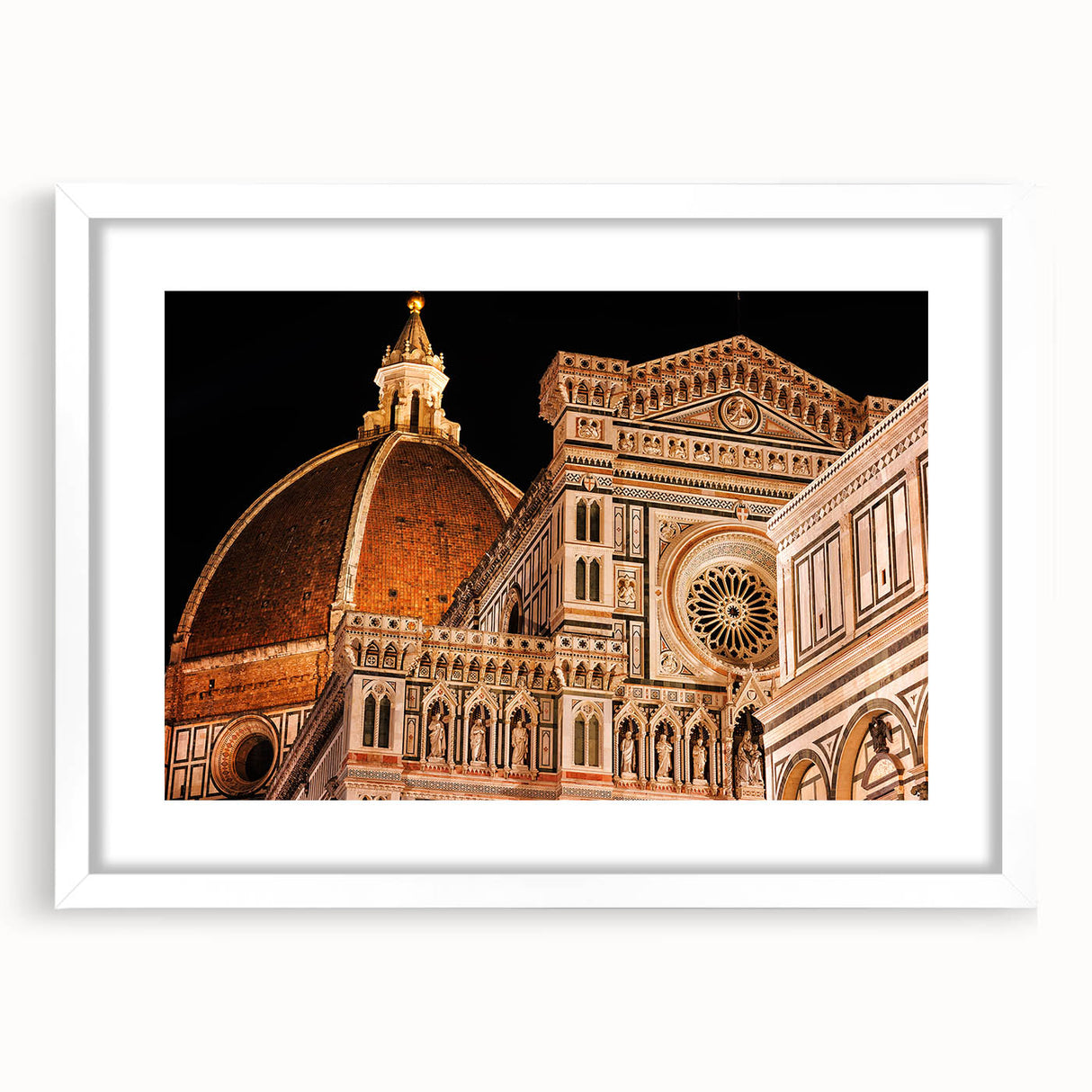 Framed abstract art print of Florence scenery in textured strokes with muted earth tones, ideal for bedroom art.