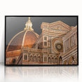 Large abstract wall art of Florence skyline in muted earth tones on framed acrylic, suitable for modern living room decor.