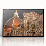 Large abstract wall art of Florence skyline in muted earth tones on framed acrylic, suitable for modern living room decor.