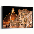 Black and white framed canvas of Florence landscape in vintage poster style, ideal for bedroom decor.