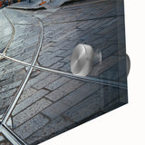 Large abstract wall art of Milan scenery on acrylic glass, featuring muted earth tones, ideal for dining room art.