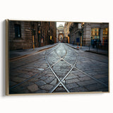 Framed canvas depicting a vintage-style Milan landscape in black and gold tones, ideal for bedroom wall art.