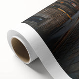 Art Deco poster of Milan scenery on rolled canvas, featuring pastel shades, ideal for nursery wall art or dining room.