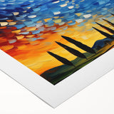 Art Deco poster of the Leaning Tower of Pisa in muted earth tones on rolled canvas, suitable for dining room decor.