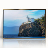 Acrylic print of Portofino, Italy with vivid blue and pastel hues in an art deco style, ideal for modern art wall decor.