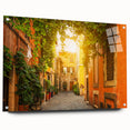 Acrylic glass print of Rome scenery in muted earth tones, ideal for dining room decor.