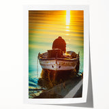 Rolled print of a Sicilian landscape with vibrant floral accents, ideal for art wall dining room decor.