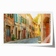 Rolled print of a Tuscan landscape with vibrant green fields and distant hills, ideal for dining room wall art.