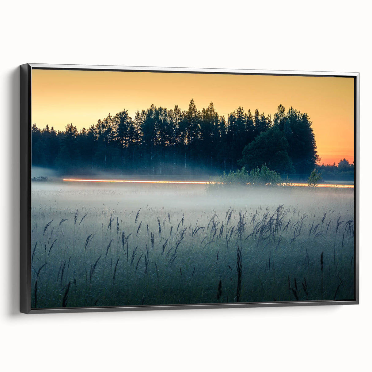 Black and white landscape art painting of a European scene on framed canvas, suitable for bedroom decor.