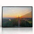 Large abstract wall art depicting a European Lithuanian scenery in muted tones on a framed acrylic panel.