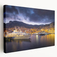 Large art print of Monaco scenery in muted earth tones on stretched canvas, suitable for kitchen wall art.