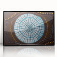 Large abstract wall art depicting Amsterdam's canal scene in muted gray and blue tones, framed in black acrylic.