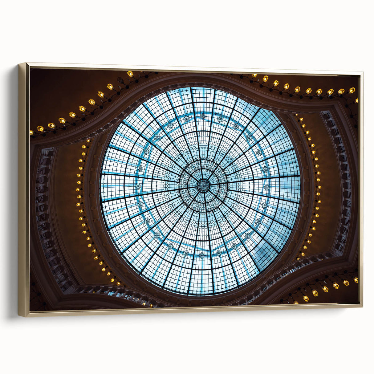 Framed canvas depicting a vintage-style Amsterdam landscape in black and gold tones, ideal for bedroom decor.