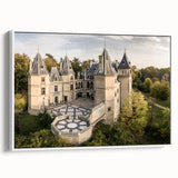 Vintage poster art of a scenic European town in Poland, displayed on a large framed canvas with vibrant colorful accents.