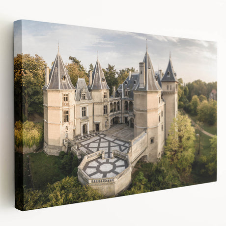 European cityscape on a large stretched canvas with muted earth tones, ideal for kitchen wall art.