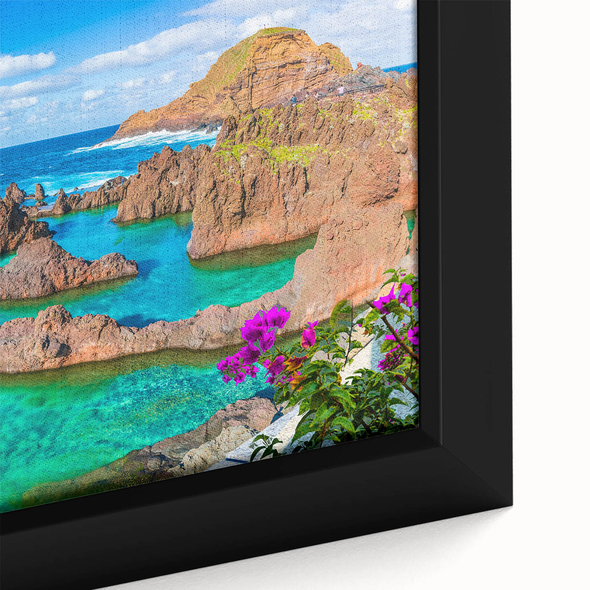 Extra large framed canvas featuring a textured portrayal of Porto, Portugal in black with colorful accents.