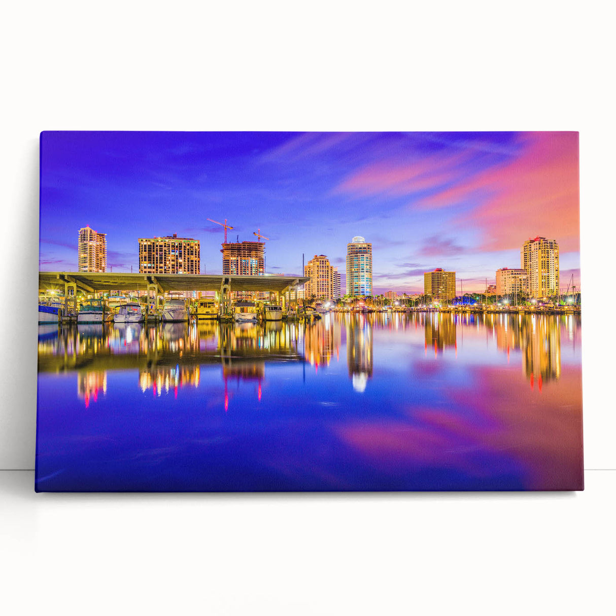 Black and white large art print of St. Petersburg scenery on stretched canvas, ideal for kitchen wall art.