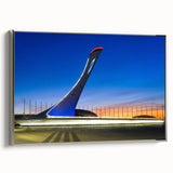 Landscape art painting of Sochi, Russia on a framed canvas, featuring a colorful vintage poster style.