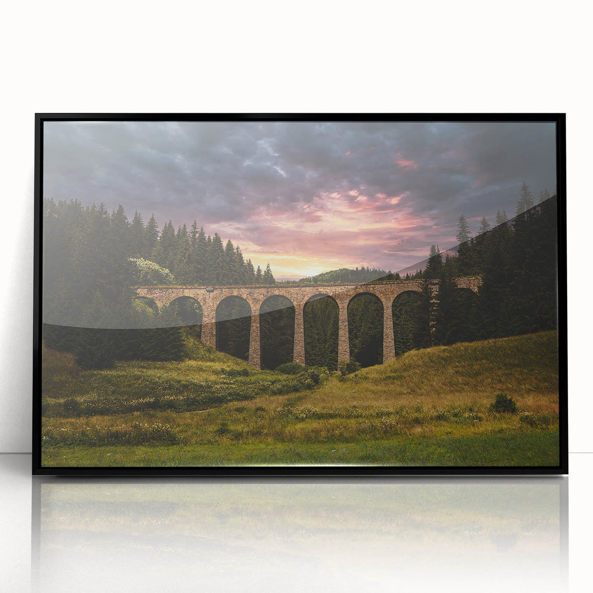 Large abstract wall art depicting a European Slovakian landscape, in muted earth tones on a framed acrylic.