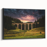 Black and white vintage poster art of a Slovakian landscape on framed canvas, suitable for bedroom decor.