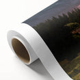 Art deco-style poster of a European scenery on rolled canvas, ideal for nursery wall art or dining room decor.