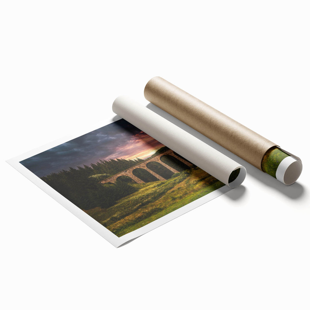 Extra large rolled print of a Slovakian landscape featuring vibrant green fields and a clear sky.