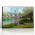 Large abstract wall art depicting a Slovenian landscape in muted earth tones on a framed acrylic piece.
