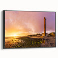Black and white framed canvas of a vintage-style Canary Islands landscape, ideal for bedroom wall decor.