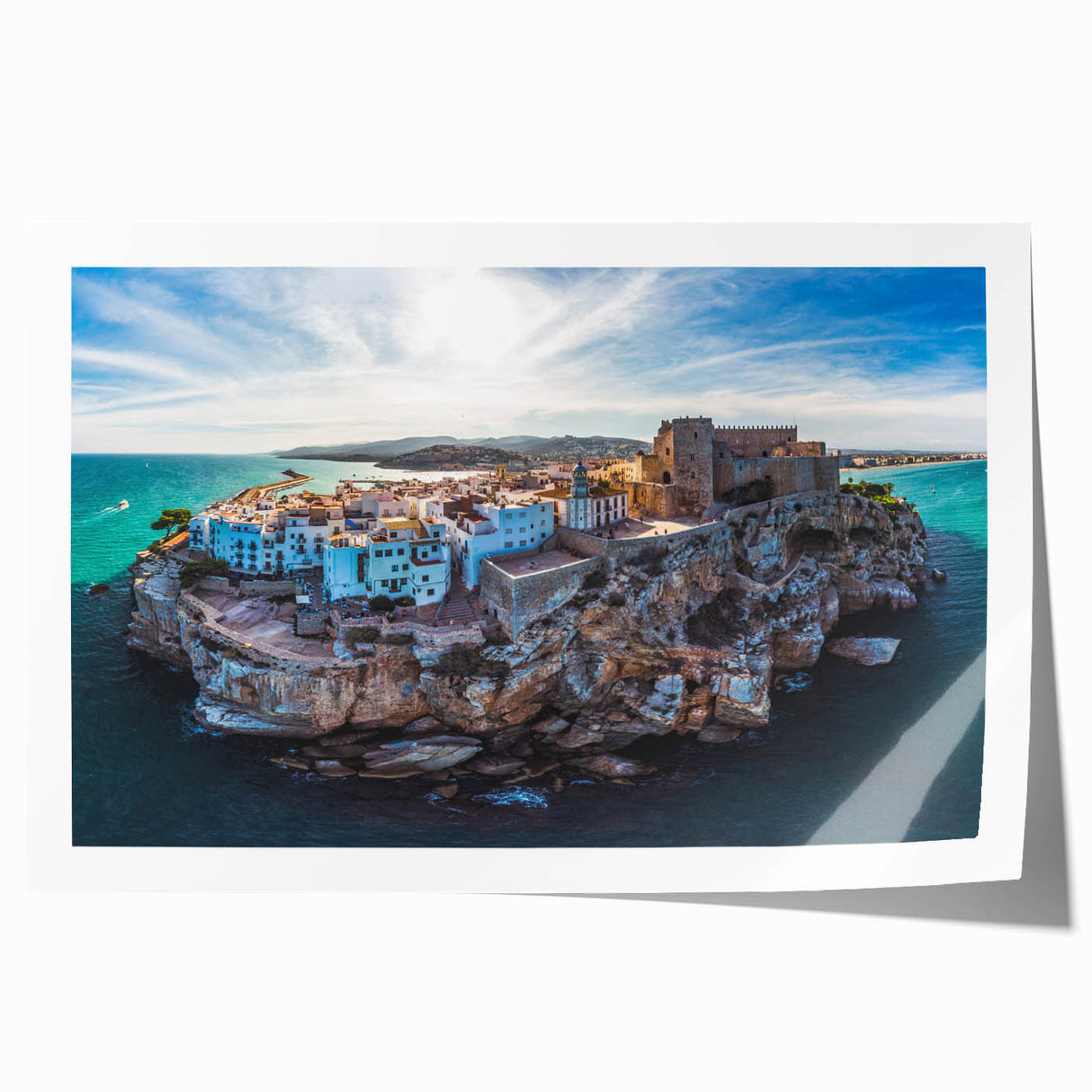 Extra large floral art of Valencia scenery in vibrant hues on a rolled print, ideal for dining room wall decor.