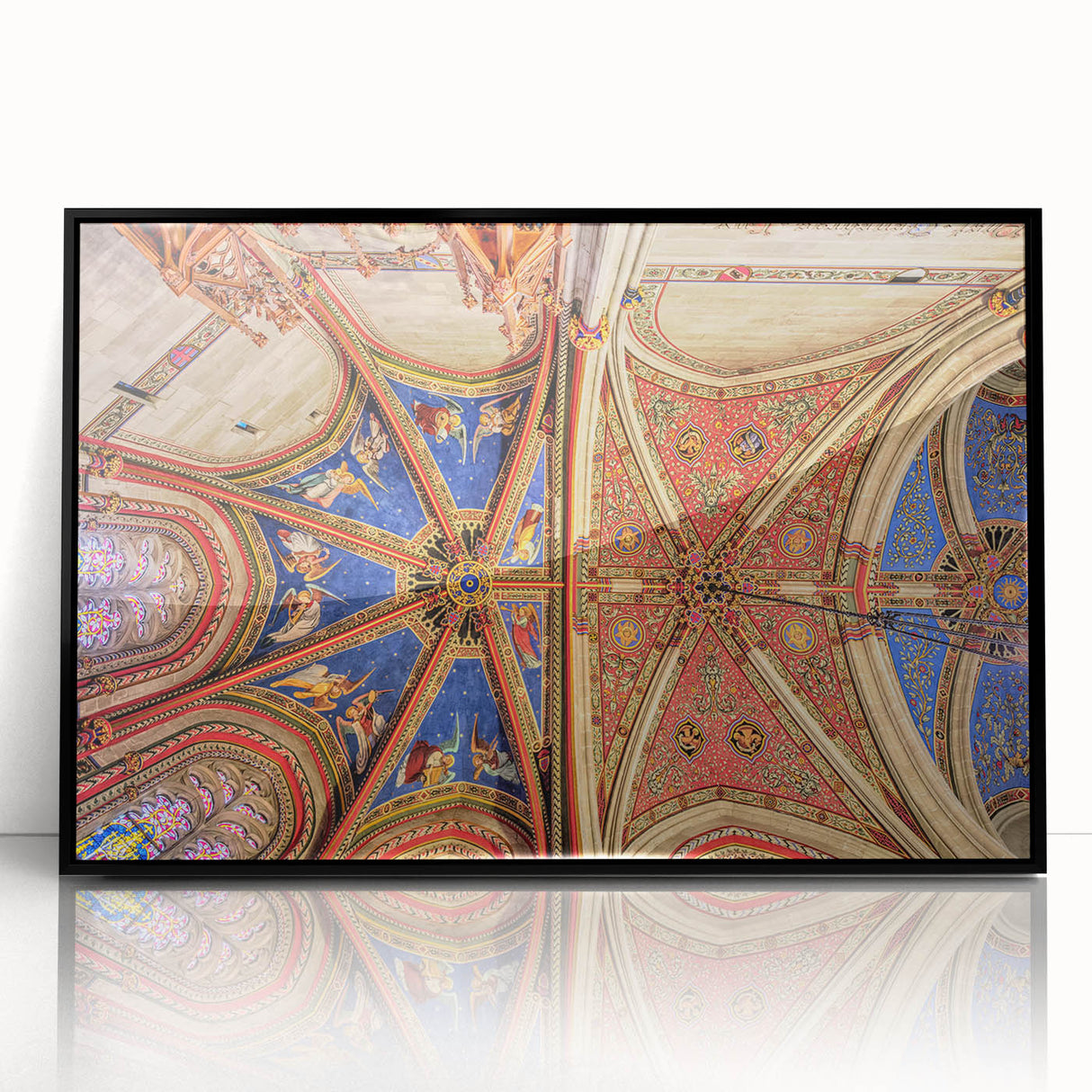 Large abstract wall art of Geneva scenery in muted earth tones on black-framed acrylic.