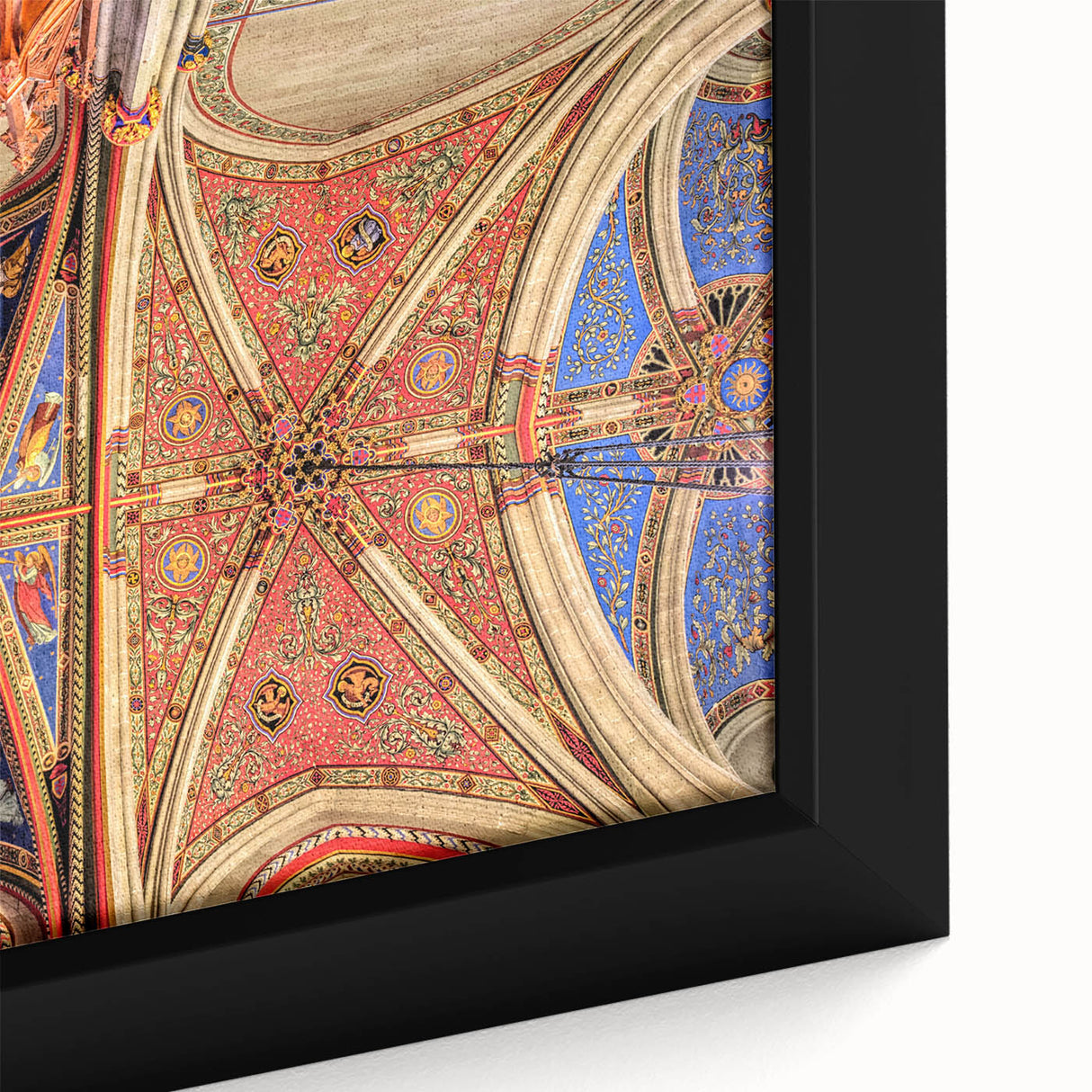 Extra large framed canvas of a textured black wall art depicting colorful Geneva scenery, ideal for living room decor.