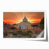Rolled print of the Vatican scenery in muted earth tones, ideal for art wall dining room.