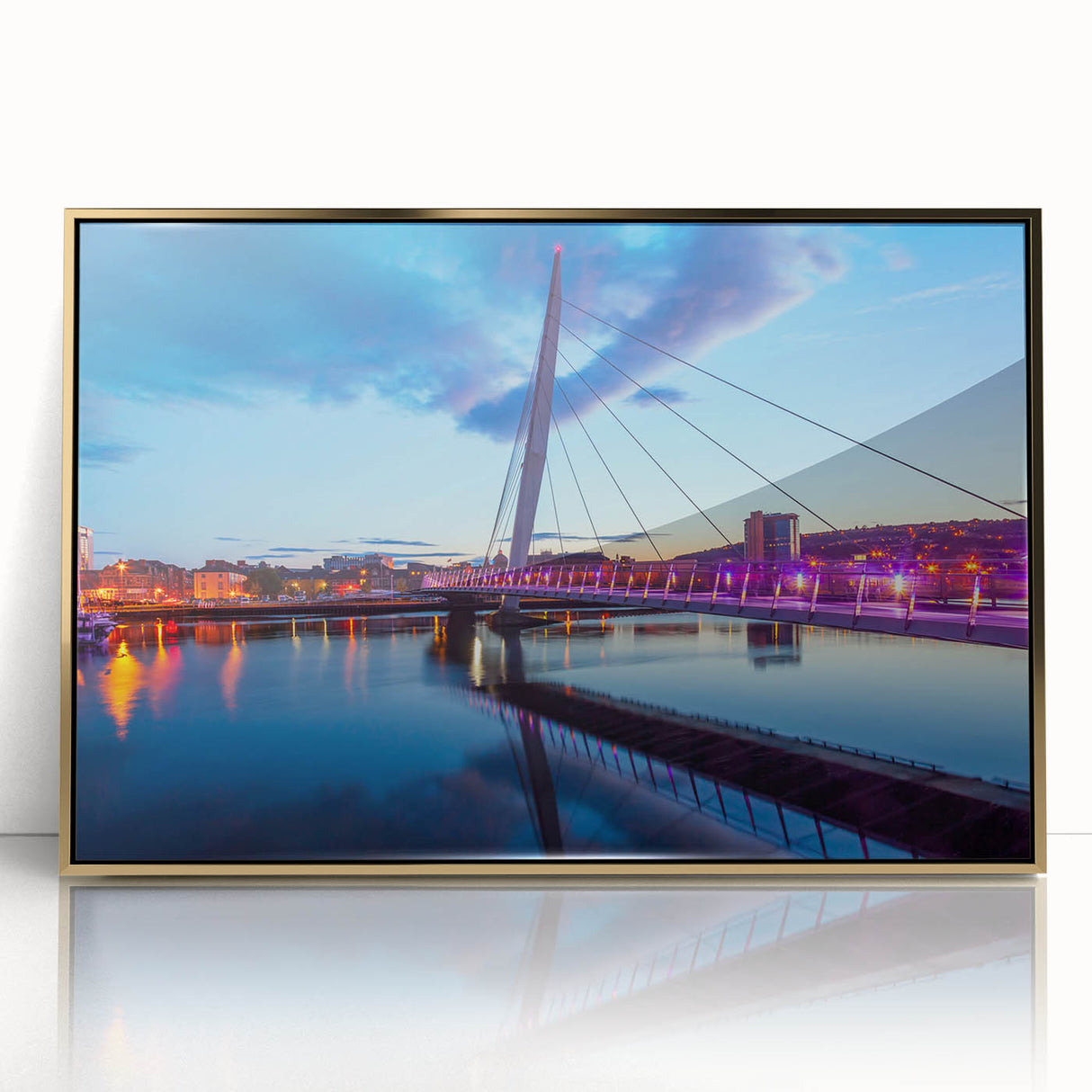 Framed acrylic print of a Welsh landscape in muted earth tones, ideal for modern art wall decor.
