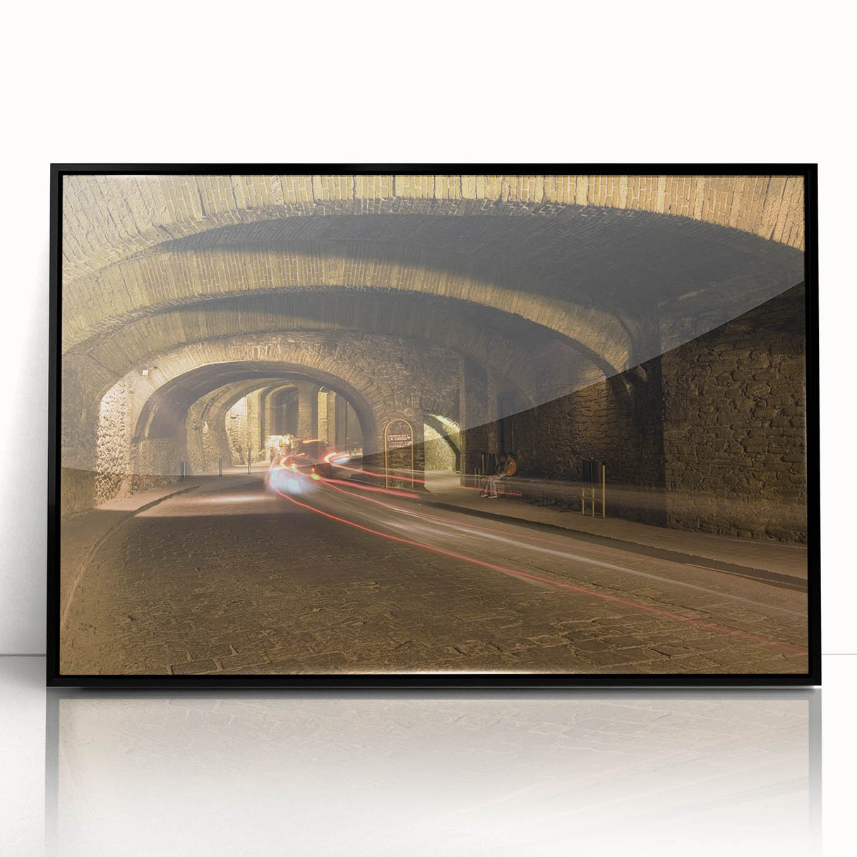 Large abstract wall art of Guanajuato, Mexico with vibrant colors on black framed acrylic.
