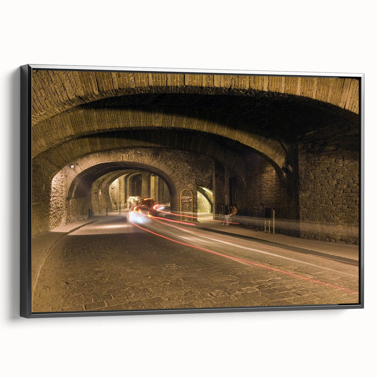 Black and white framed canvas of Guanajuato landscape, vintage poster style, ideal for bedroom decor.
