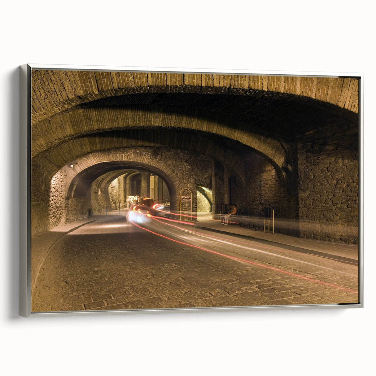 Framed canvas featuring a colorful vintage-style landscape art painting of Guanajuato, Mexico, ideal for living room decor.