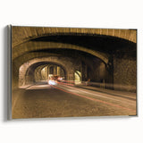 Framed canvas featuring a colorful vintage-style landscape art painting of Guanajuato, Mexico, ideal for living room decor.