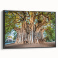 Black and white framed canvas of Oaxaca landscape, vintage poster art style, ideal for bedroom decor.