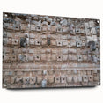 Large abstract wall art of Yucatan scenery in vibrant greens and blues on acrylic glass.