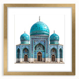 Extra large abstract art print depicting a textured Middle Eastern landscape in gold and earth tones, framed with mat.