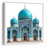 Vintage poster art of a Middle Eastern scene in vibrant colors on framed canvas, suitable for large living room walls.