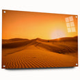 Acrylic glass print of Dubai skyline in muted earth tones, ideal for dining room decor.