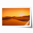 Rolled print of Dubai skyline in muted gold and blue tones, suitable for art wall dining room.