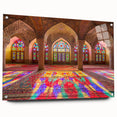 Acrylic print of a Middle Eastern landscape, showing earthy tones and abstract elements, suitable for dining room decor.