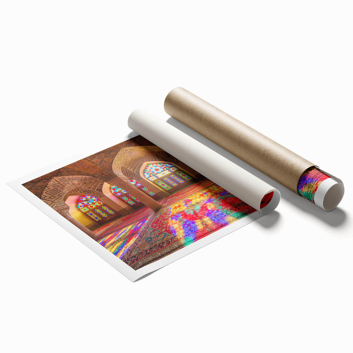 Extra large rolled print featuring a floral art design with vibrant colors, ideal for classy bathroom wall art.
