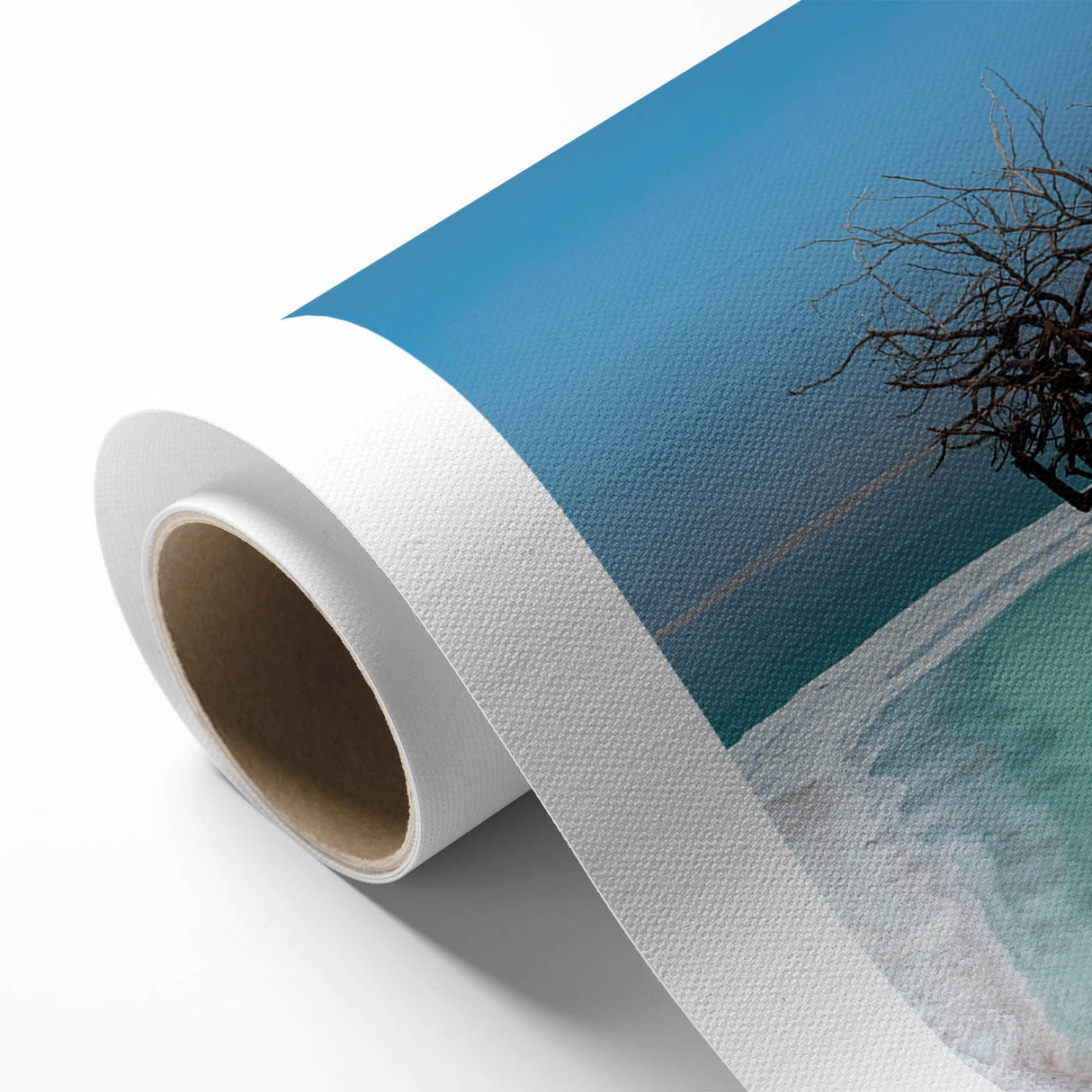 Art Deco poster of the Dead Sea with muted blue and beige tones on rolled canvas, ideal for nursery wall art.